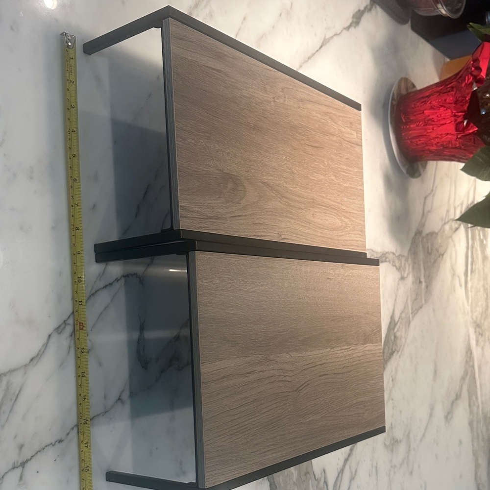 Two-Tier Modern Shelf with Black Frame - Picture 10 of 12